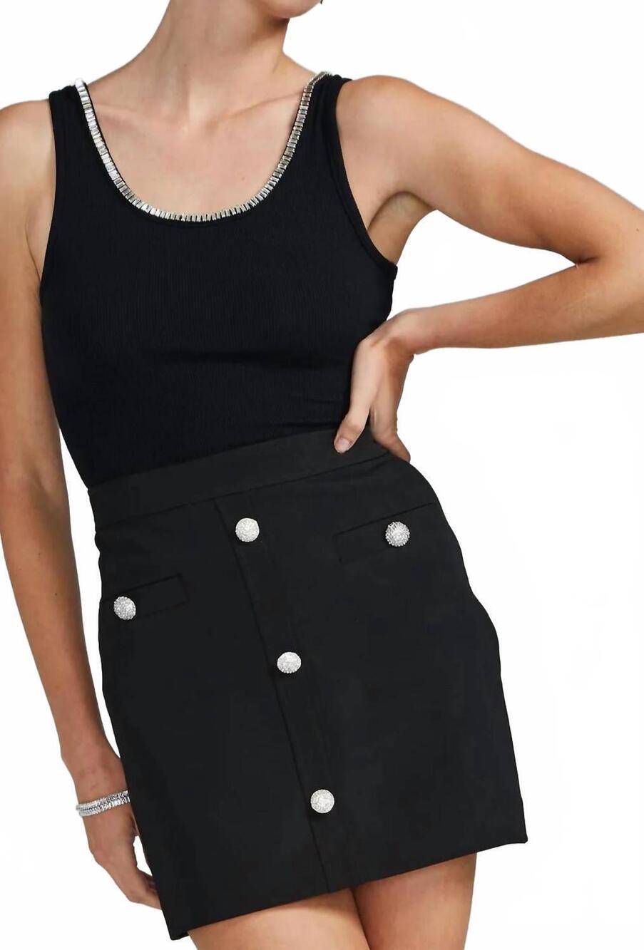 NEW GENERATION LOVE ziggy crystal trim tank in black